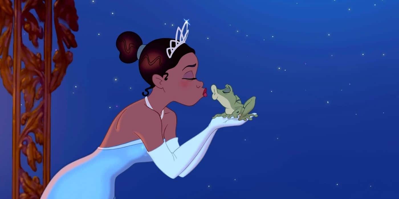 Tiana beijando o sapo